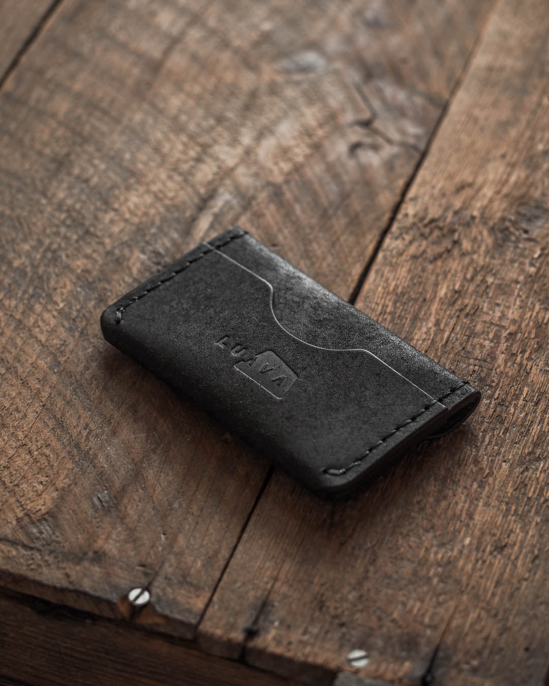 handmade leather card holder gofer wallet back