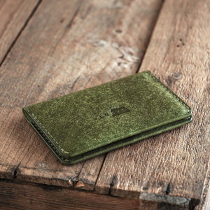 Luava handmade leather passport wallet in pine green back