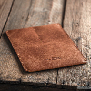 Luava handmade leather passport wallet cognac back open
