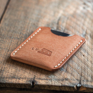 Luava handmade leather wallet Messenger card holder natural front