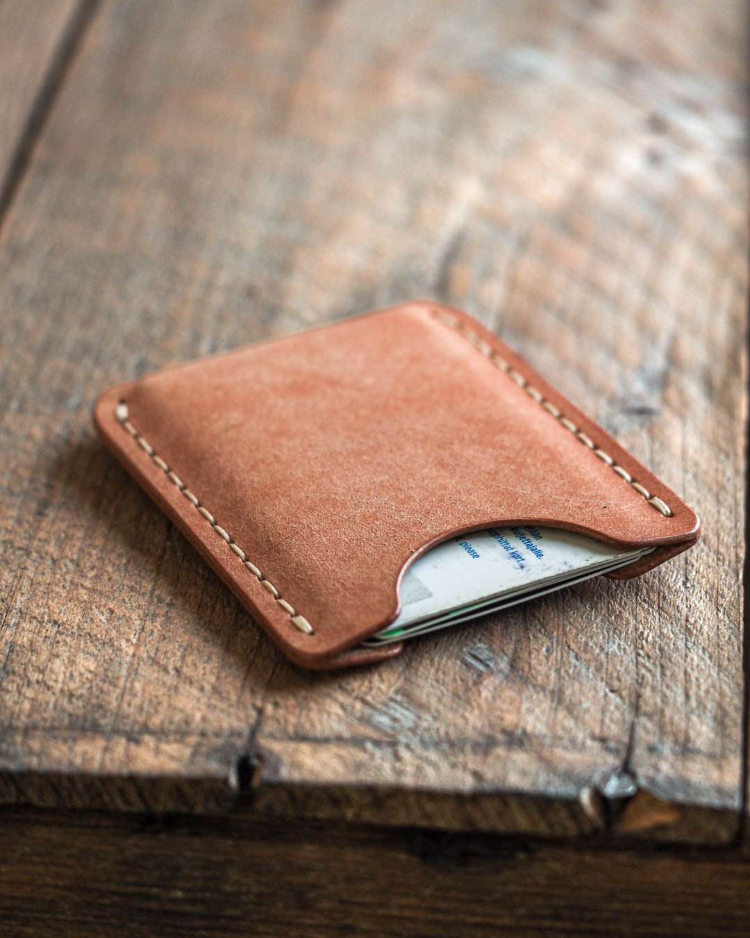 Luava handmade leather wallet Messenger card holder natural back