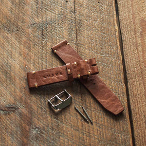 Handmade leather watch strap Rogue back Luava logo