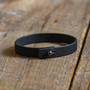 Luava handmade leather wrist band bracelet minimalist accessory black