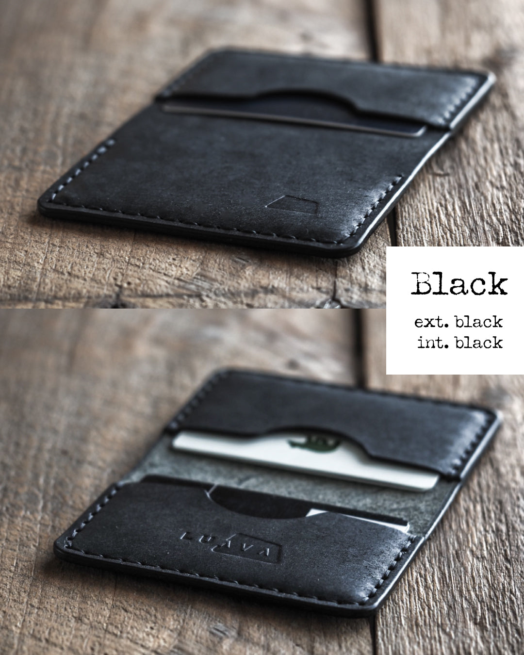 Luava handmade leather bifold wallet for men and women. Color: black
