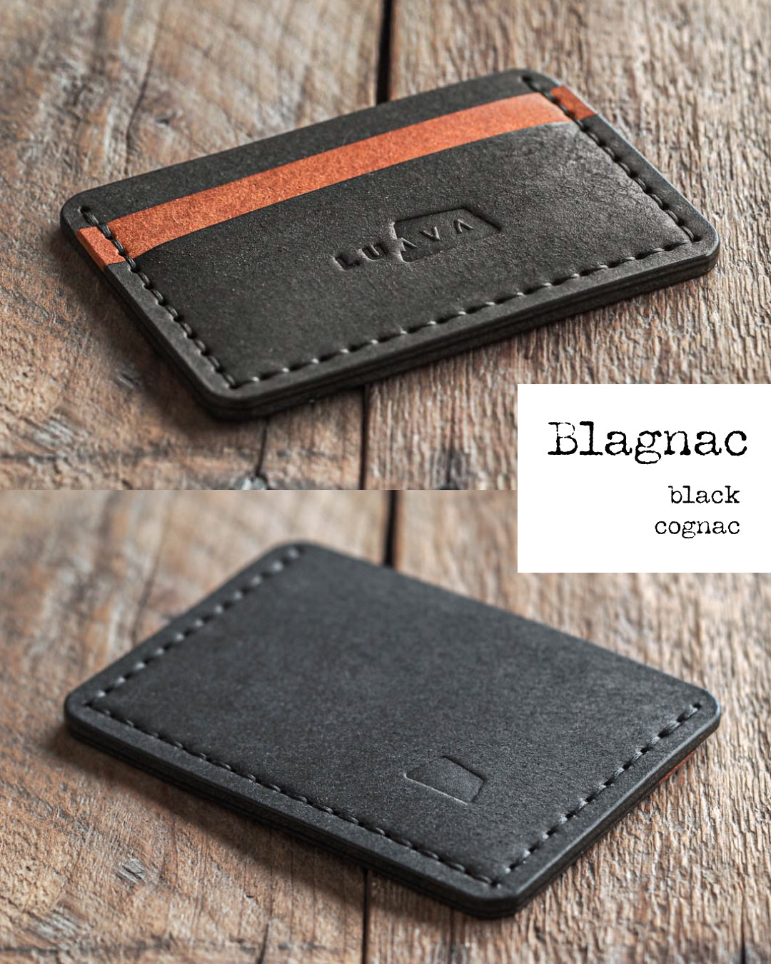 Luava handmade leather front pocket wallet and card holder Color: blagnac