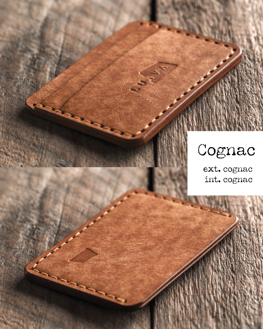 Luava handmade leather front pocket wallet and card holder Color: cognac