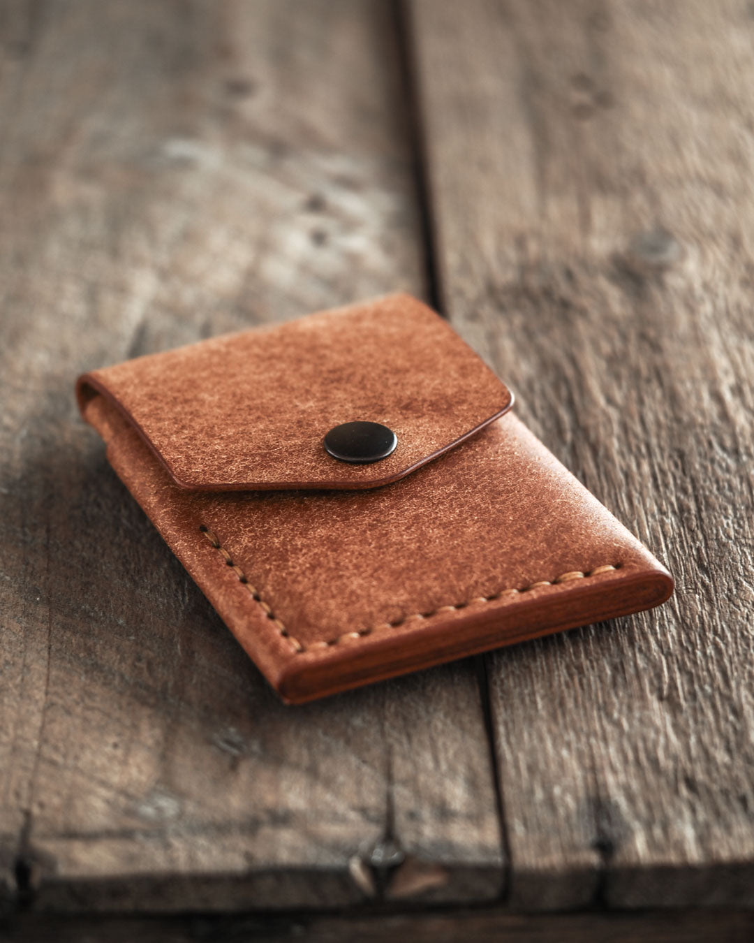 Luava handmade leather wallet Overfold cognac front