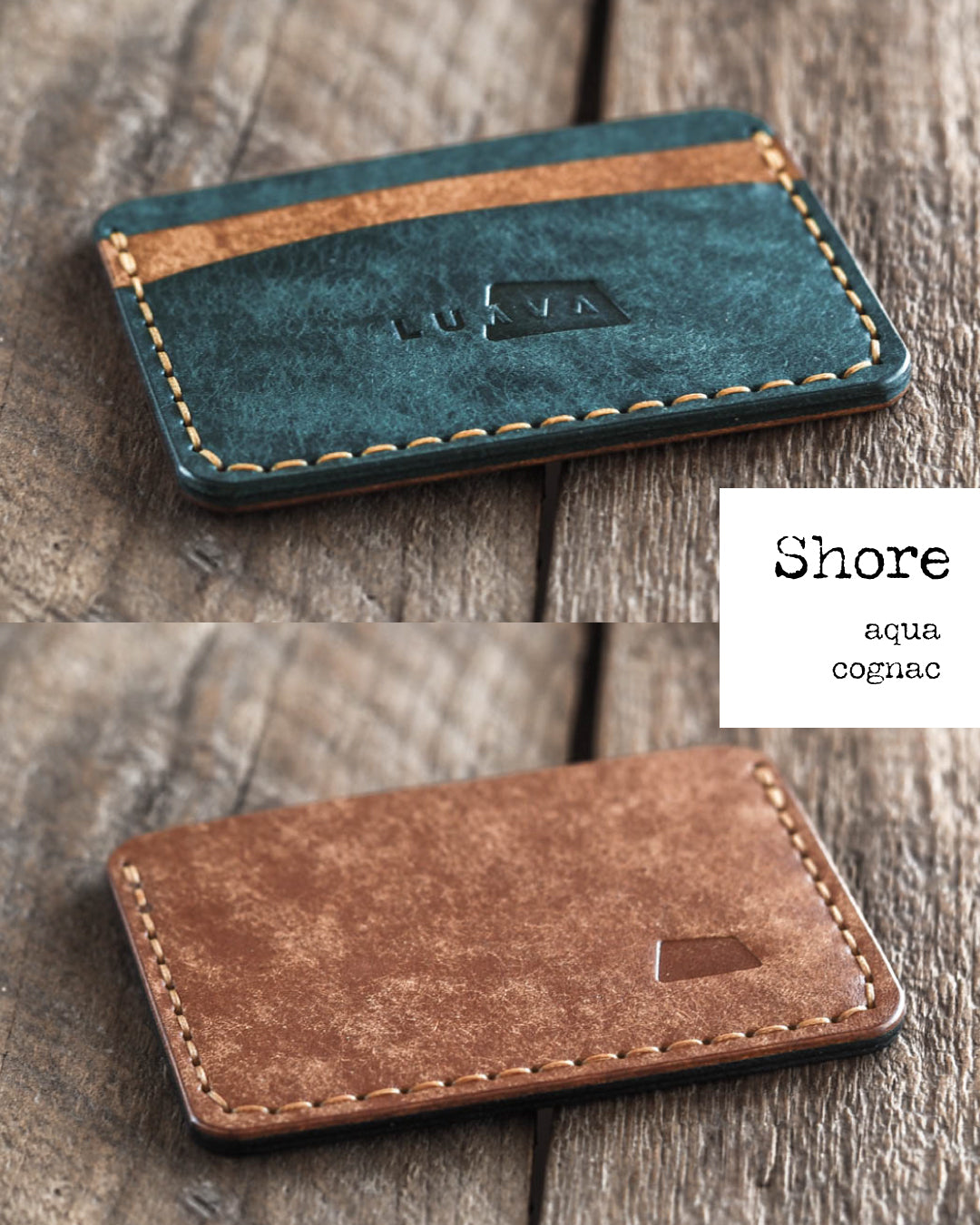Luava handmade leather front pocket wallet and card holder Color: shore