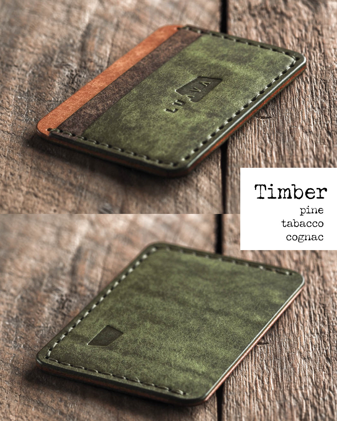 Luava handmade leather front pocket wallet and card holder Color: timber