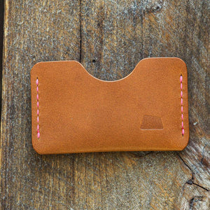 Luava handmade leather wallet handcrafted card holder cardholder made in finland absolute gold koala pink thread front