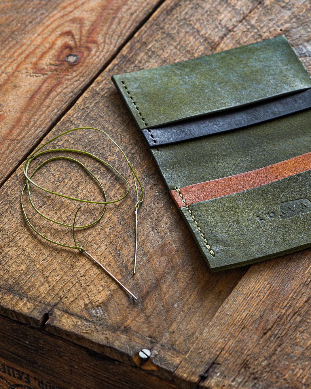 Luava handmade leather goods handcrafted leather wallets custom stitching