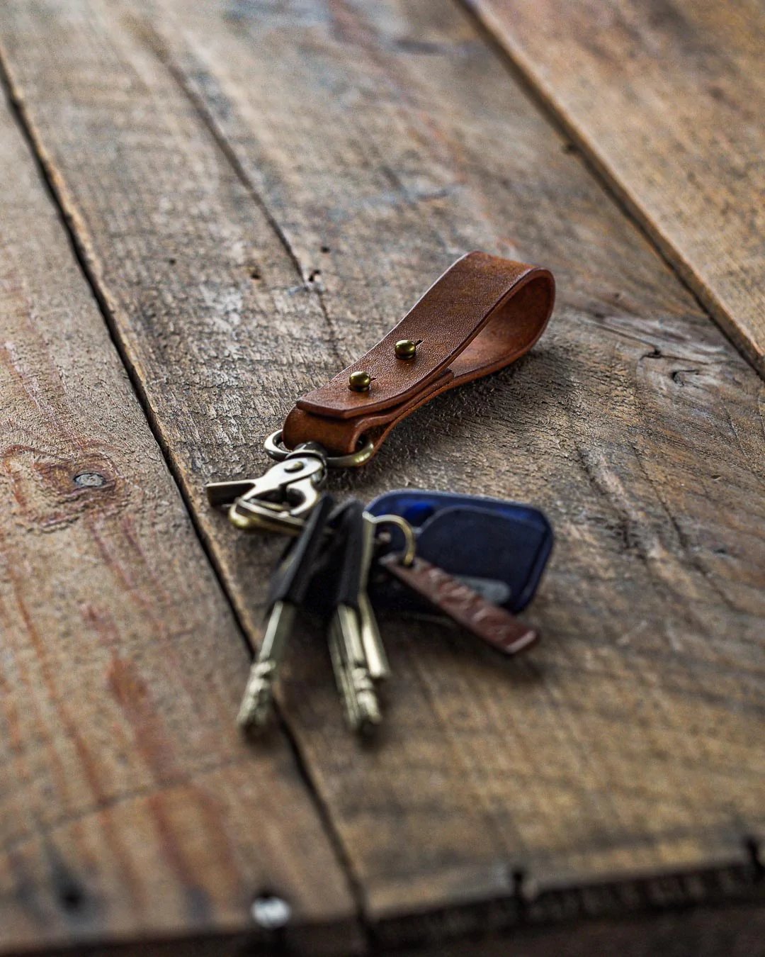 Leather keychain key fob