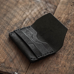 handmade leather card holder gofer wallet open