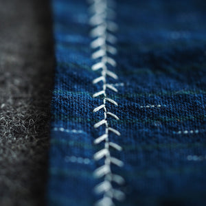 Kanto Goods Japanese indigo kasuri EDC hank. Blue handkerchief with microfibre handmade in Finland