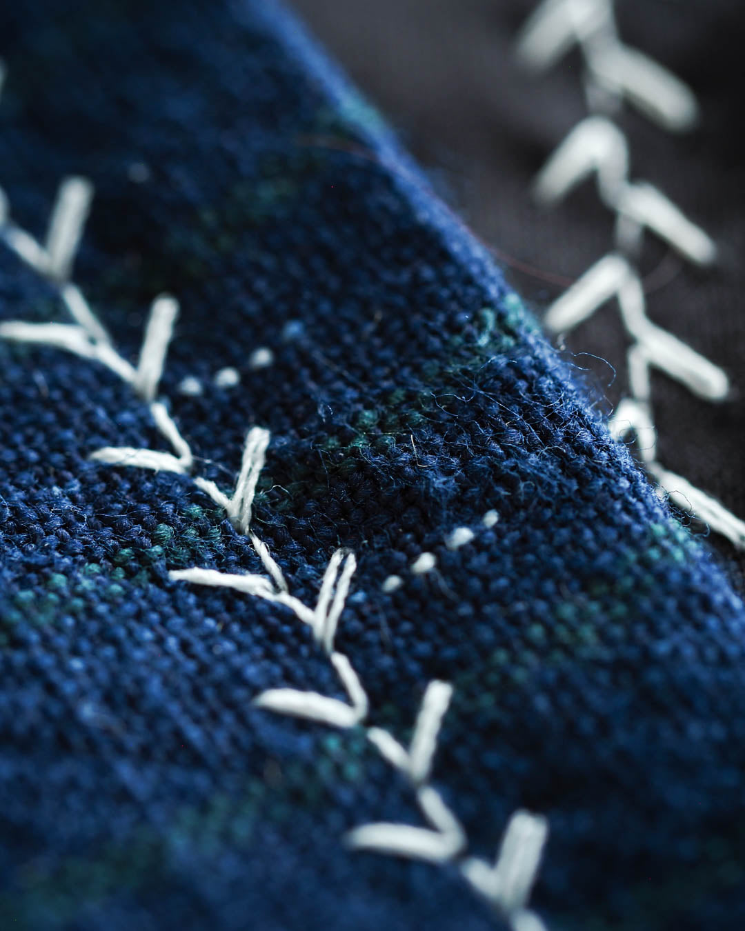 Kanto Goods Japanese indigo kasuri EDC hank. Blue handkerchief with microfibre handmade in Finland