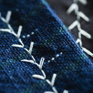 Kanto Goods Japanese indigo kasuri EDC hank. Blue handkerchief with microfibre handmade in Finland