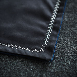 Kanto Goods Japanese indigo kasuri EDC hank. Blue handkerchief with microfibre handmade in Finland