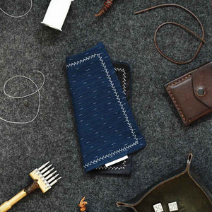 Kanto Goods Japanese indigo kasuri EDC hank. Blue handkerchief with microfibre handmade in Finland