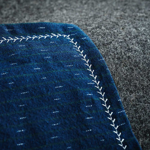 Kanto Goods Japanese indigo kasuri EDC hank. Blue handkerchief with microfibre handmade in Finland