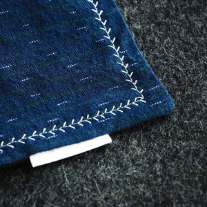 Kanto Goods Japanese indigo kasuri EDC hank. Blue handkerchief with microfibre handmade in Finland