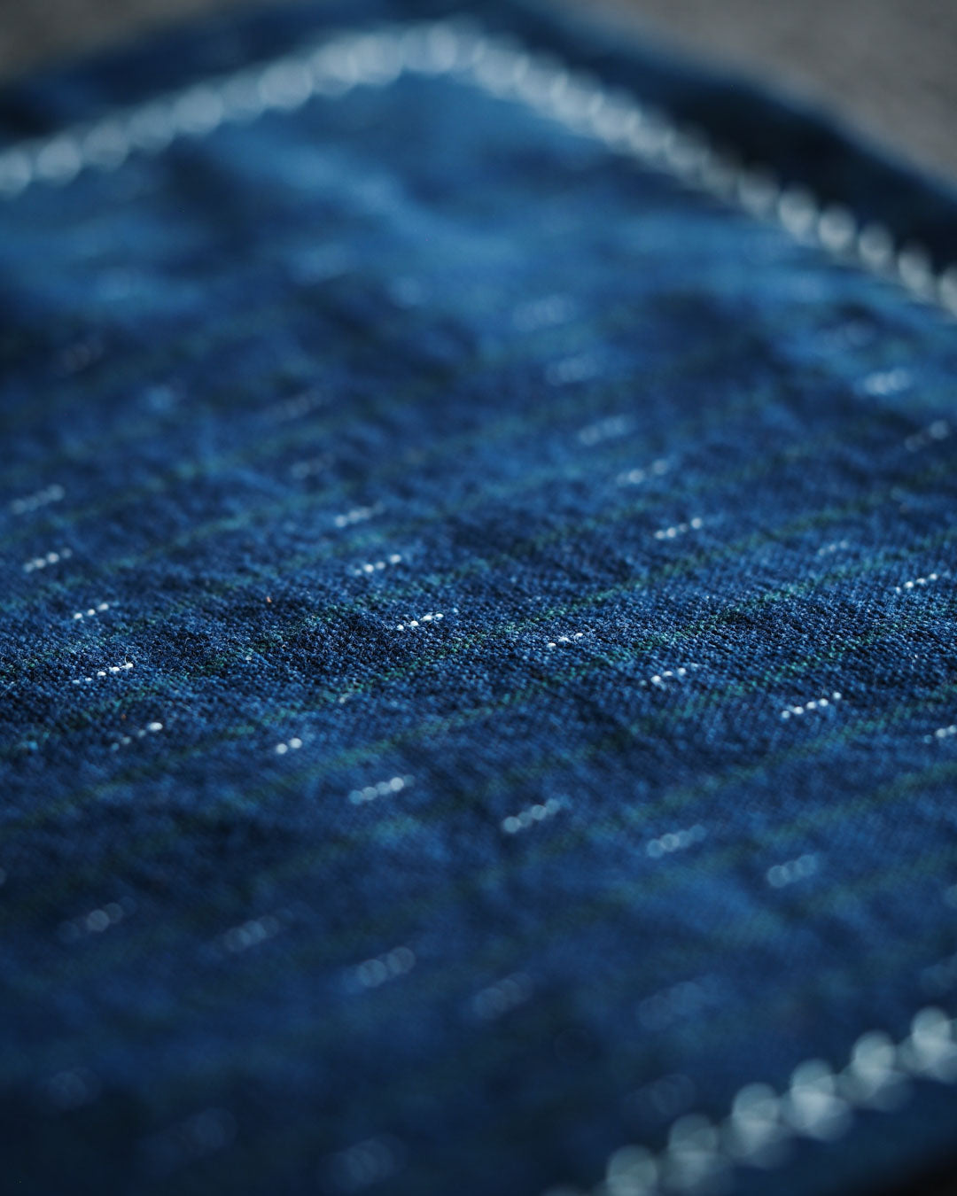 Kanto Goods Japanese indigo kasuri EDC hank. Blue handkerchief with microfibre handmade in Finland