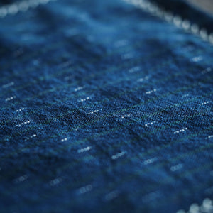 Kanto Goods Japanese indigo kasuri EDC hank. Blue handkerchief with microfibre handmade in Finland