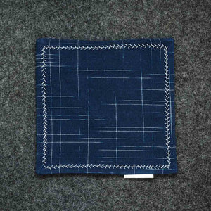 Kanto Goods Japanese indigo kasuri EDC hank. Blue handkerchief with microfibre handmade in Finland