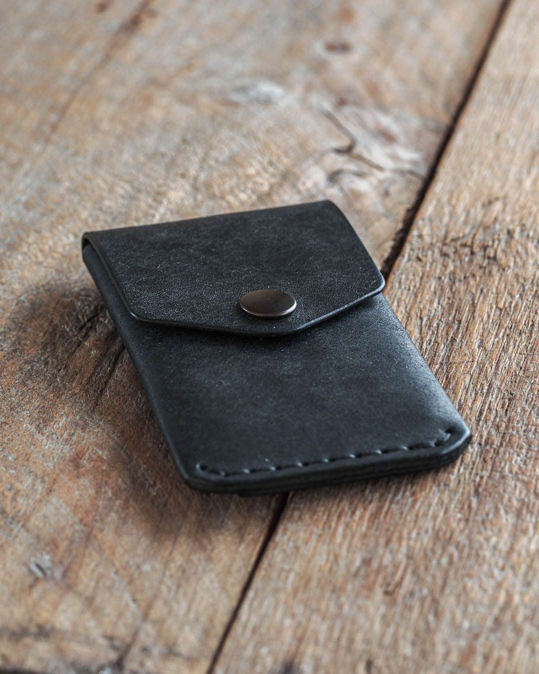 Handmade leather wallet messenger black