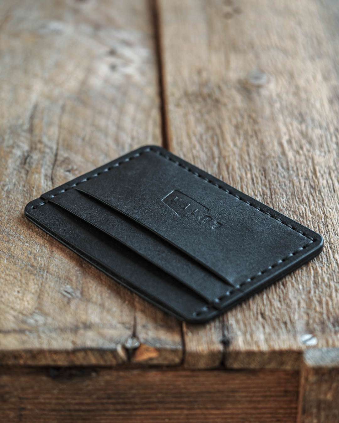 Handmade leather wallet cardholder proper black