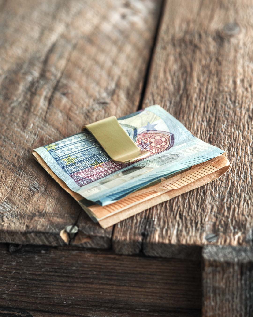solid brass money clip addition to a wallet