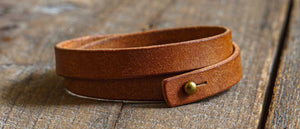 Luava leather double wrist band badalassi carlo pueblo cognac wide