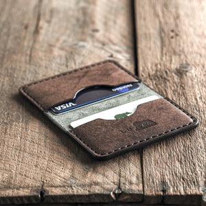 Luava handmade leather bi-fold wallet journeyman blackbrown open inside