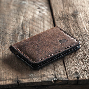 Luava handmade leather bi-fold wallet journeyman brownblack closed