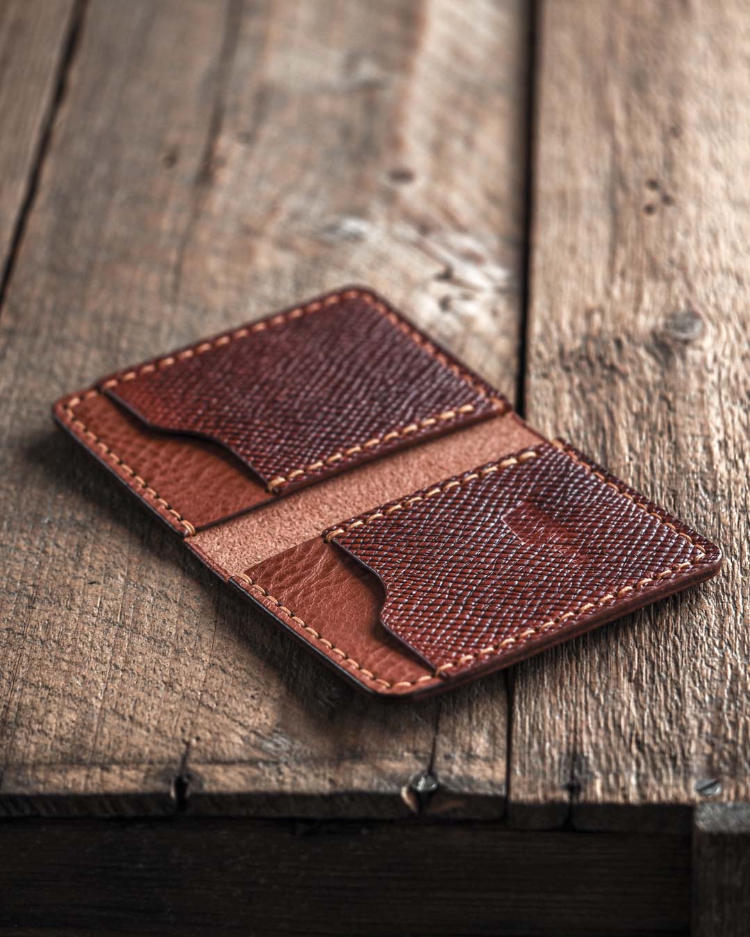 brown leather bifold wallet