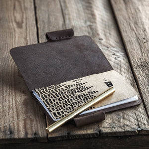 Luava handmade leather notebook cover sketchbook journal Voyager color tabacco brown open