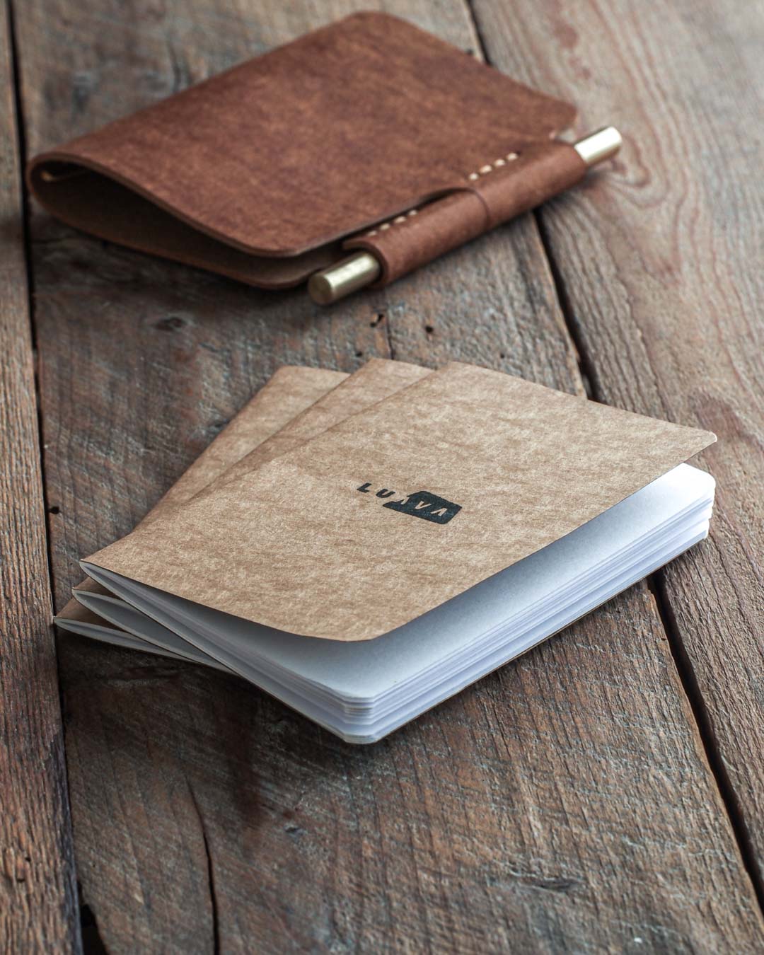Luava handmade leather notebook cover 3-set of blank notebooks