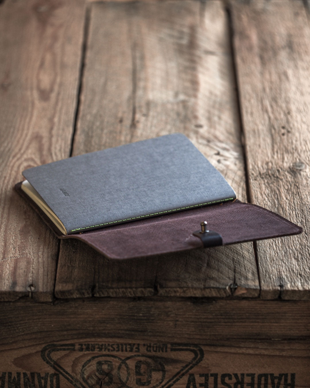 Luava handmade leather notebook cover a6 open angle