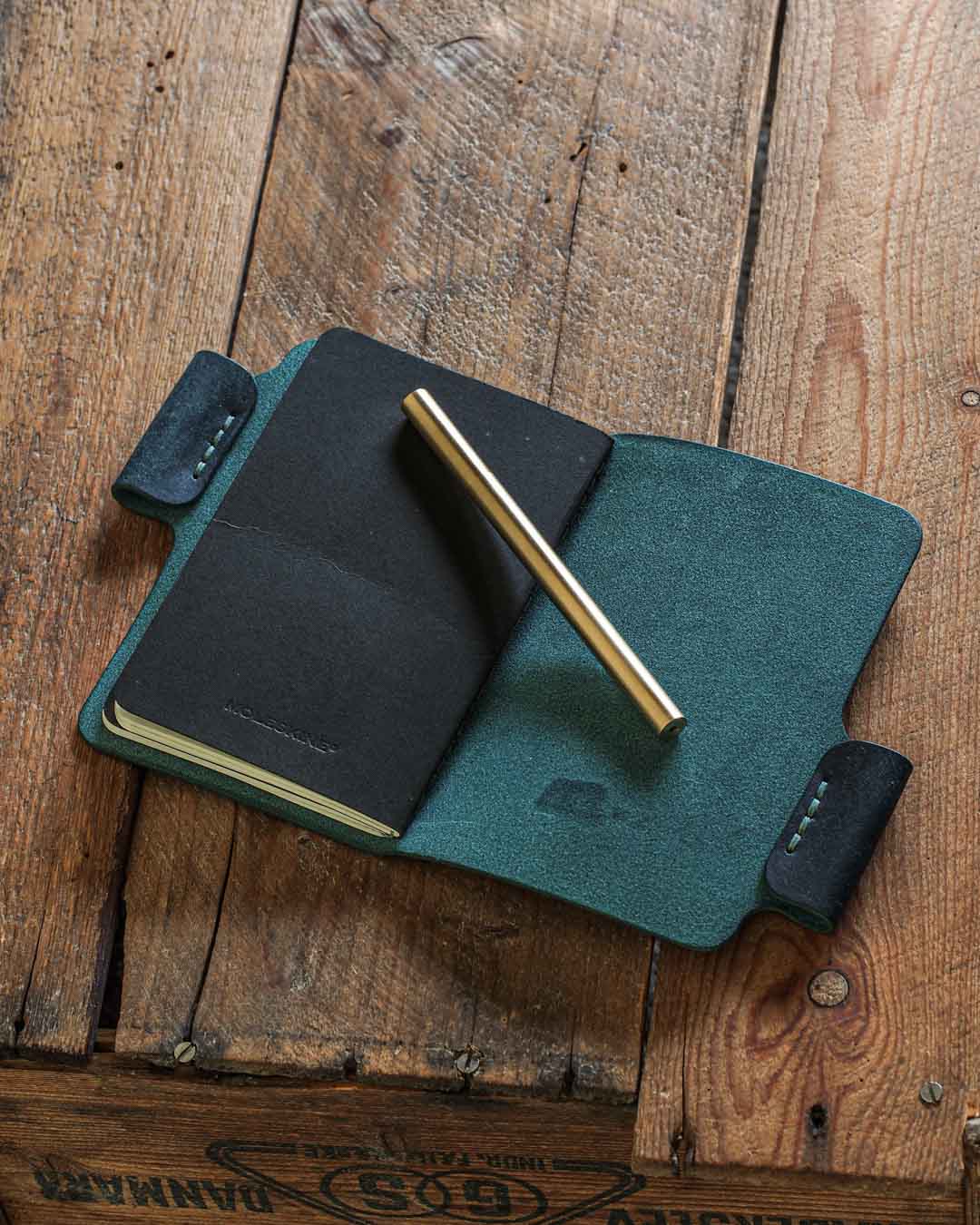 Luava brass ballpoint pen with Voyager notebook Cover Ocean