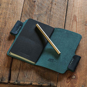 Luava brass ballpoint pen with Voyager notebook Cover Ocean