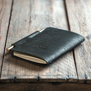 Luava handmade leather notebook cover sketchbook journal Voyager color black back