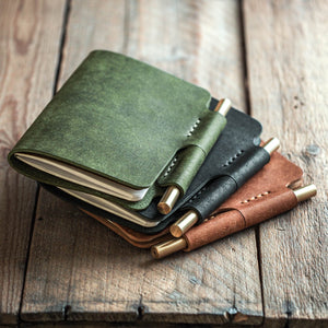 Luava handmade leather notebook cover sketchbook journal Voyager color variations