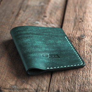 Luava handmade leather passport sleeve cover. color aqua.