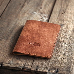 Luava handmade leather passport cover. color cognac. front