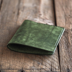 Luava handmade leather passport sleeve cover. color pine. back