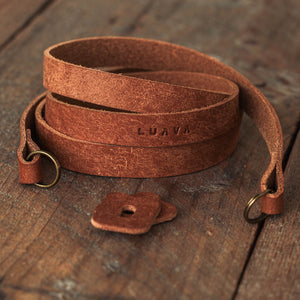 Luava handmade leather camera strap Ramble with leather bumpers
