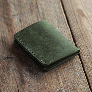 Luava handmade leather bi-fold wallet for men pine green back