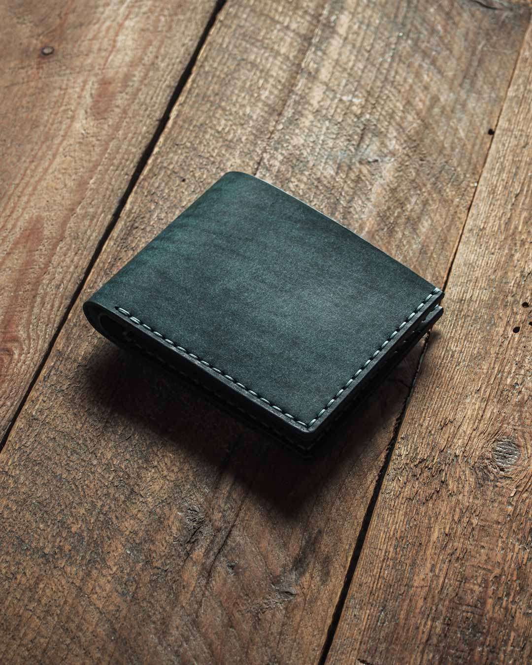 Luava handmade mens bifold leather wallet bermuda abyss closed