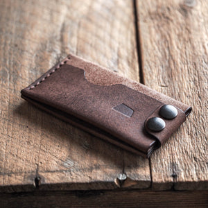 Luava handmade leather wallet Flat in tabacco color front