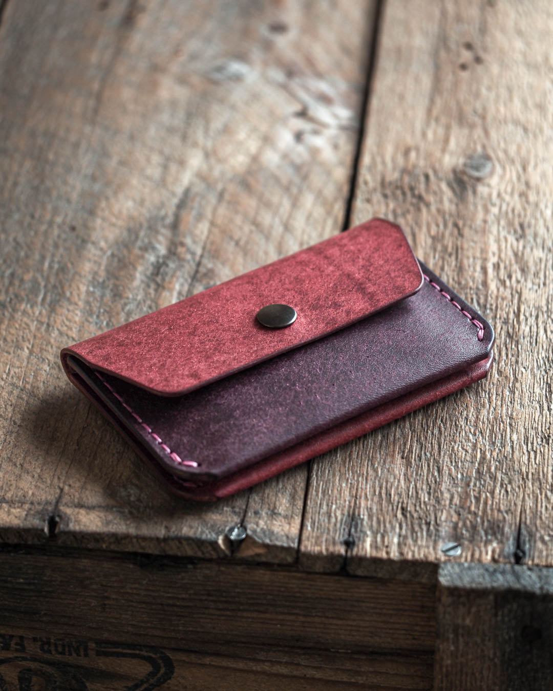 Handmade leather wallet gambler candy front
