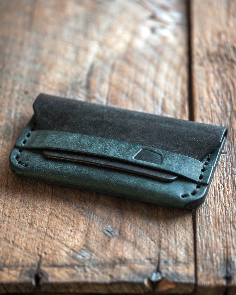 luava handmade leather wallet for men in blue and black color